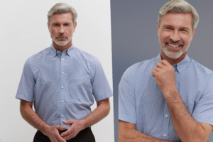 mężczyzna w koszuli z krótkim rękawem